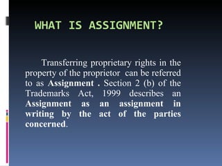 Assignment Of Rights Example Graph Assignment of trademarks | PPT