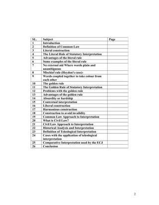 Common Law Assignment Assignment on Interpretation of Statutes in Common Law and Civil Law ...