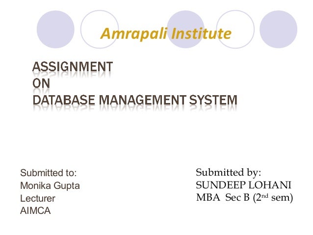 Assignment for database management system