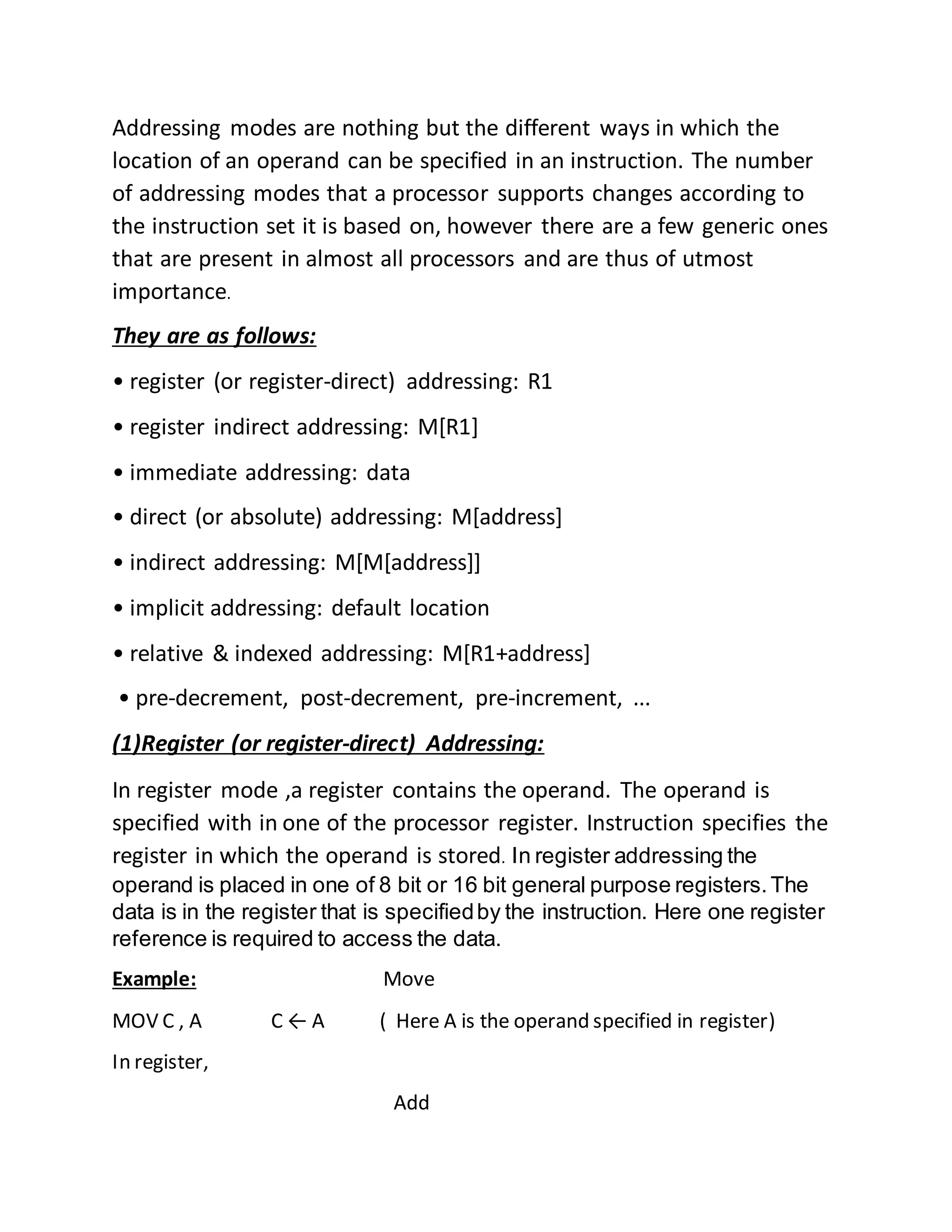 Assignment on different types of addressing modes pdf