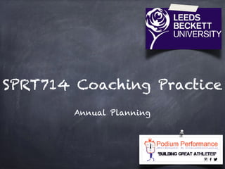 SPRT714 Coaching Practice
Annual Planning
 