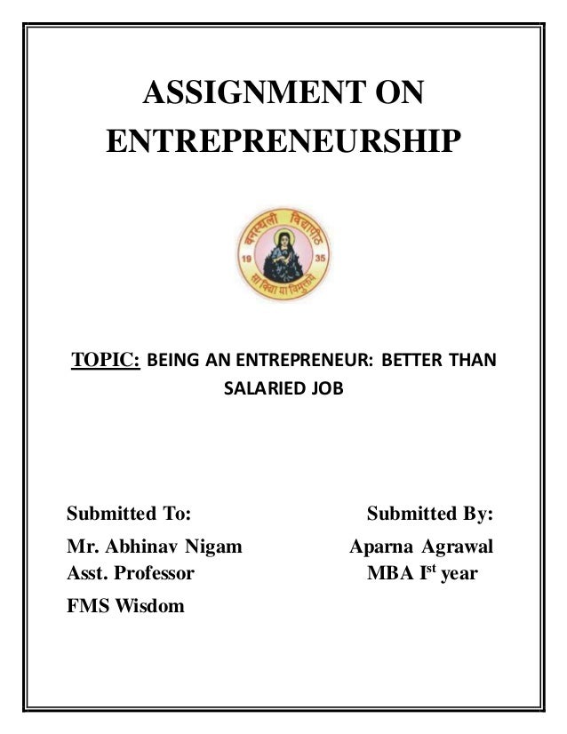 entrepreneurship mba assignment