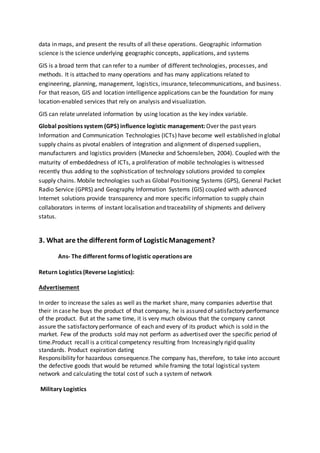 Assignment on logistic and Supply chain Management | DOCX