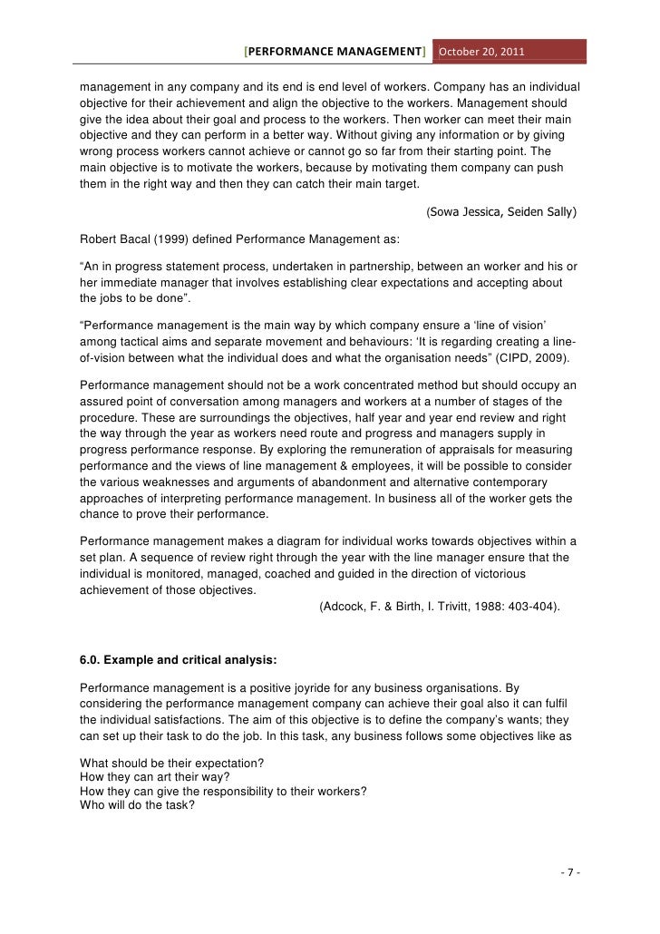 Performance management essay