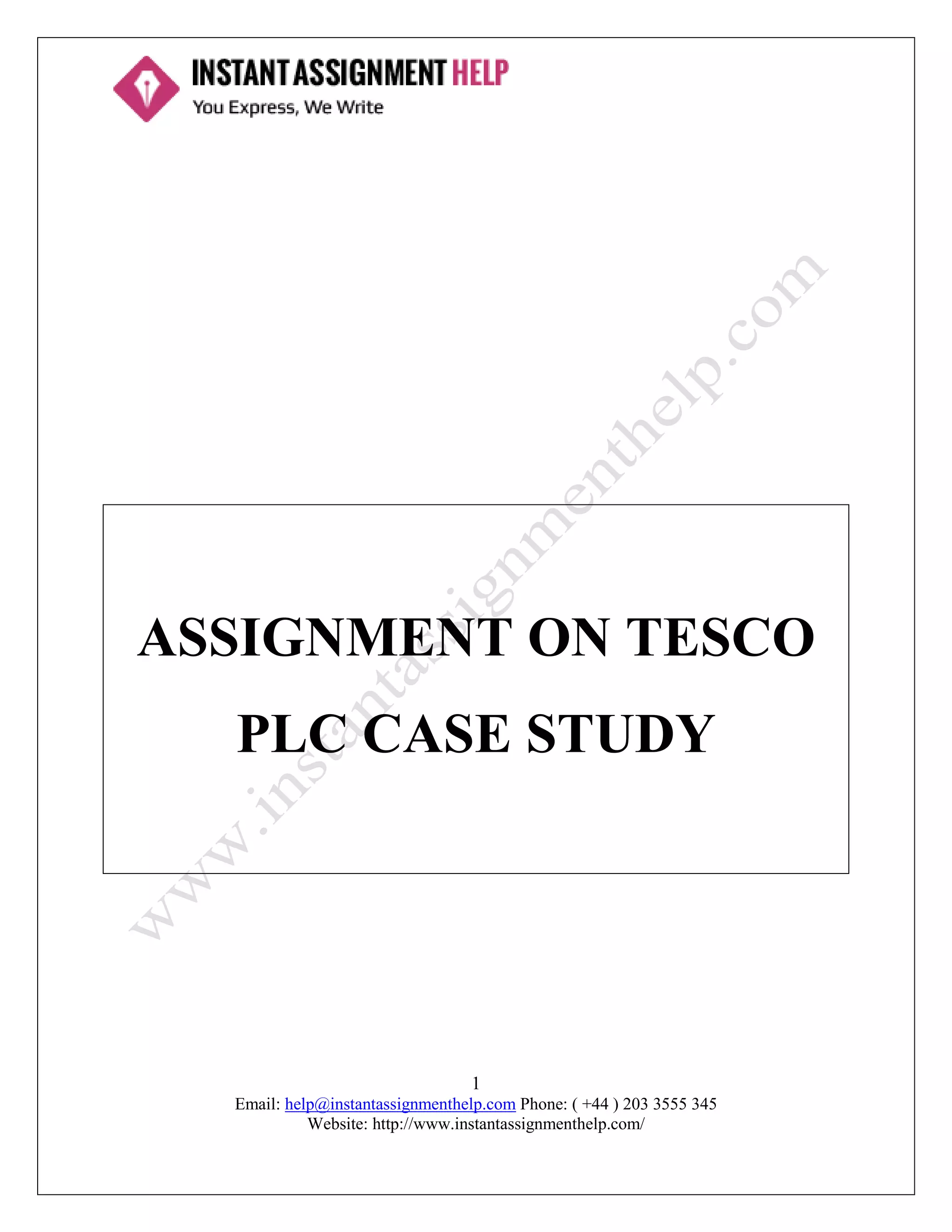 Assignment on Tesco PLC Case Study Assignment Sample | PDF