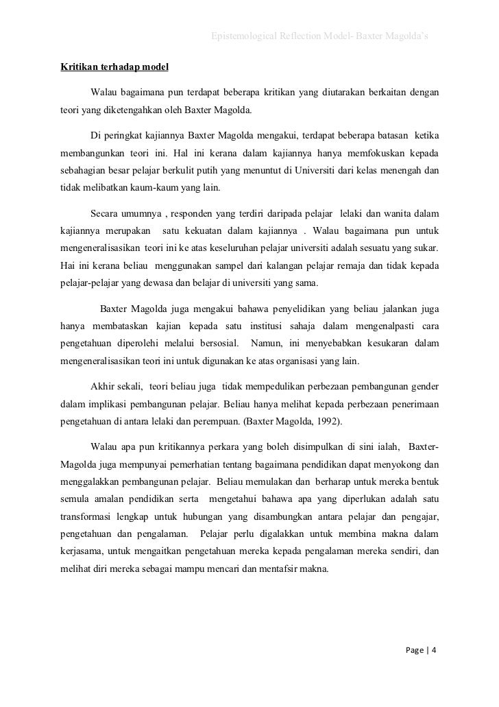 Baxter Magolda Theories Aplikasi Di Sekolah