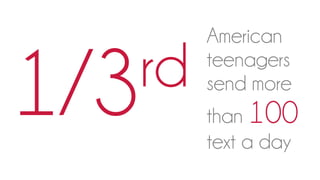 rd
American
teenagers
send more
than 100
text a day
 
