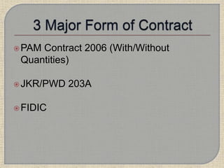 PAM Contract 2006 (With/Without
Quantities)
JKR/PWD 203A
FIDIC
 