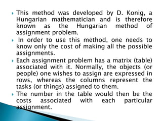 Assignment problem | PPTX