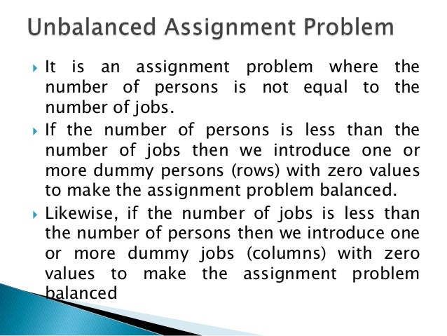 Assignment problem