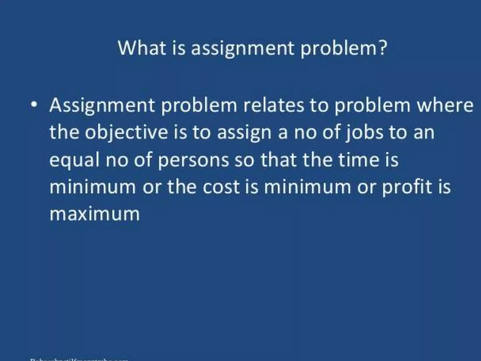 Assignment problem | PPT