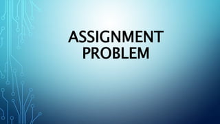 ASSIGNMENT
PROBLEM
 