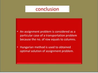 Assignment problem method | PPTX | Technology & Computing