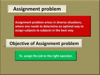 Assignment problem method | PPT