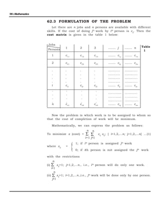 Assignment problem notes | PDF