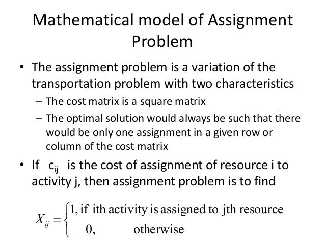 assignment problem mathematical model