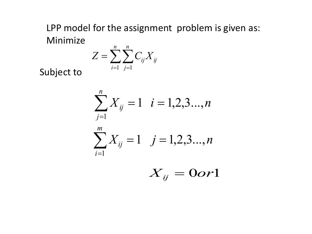assignment problem for