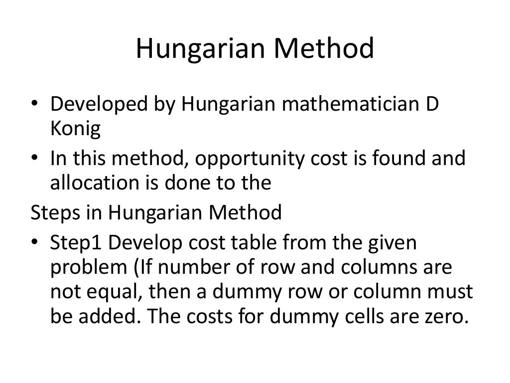 Assignment problems
