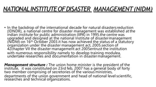 Nidm GLOBAL AND NATIONAL EVENTS FOR DISASTER MANAGEMENT | PPTX