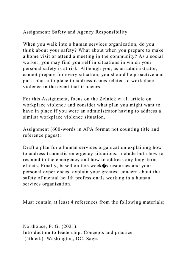 Assignment Safety and Agency ResponsibilityWhen you walk into a.docx