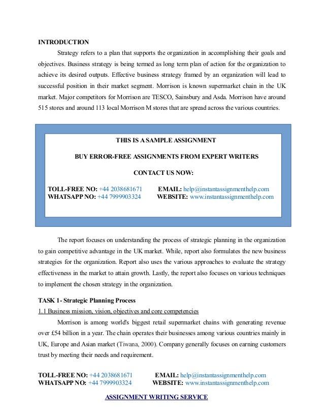 assignment sample business strategy of an organization