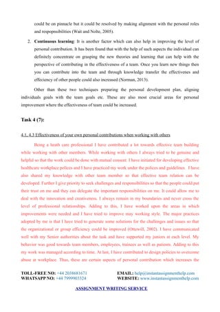 Assignment Sample: Personal and Professional Development | PDF