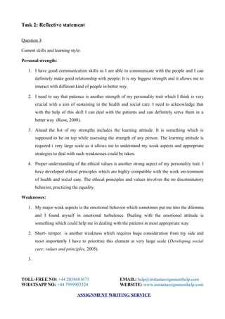 Assignment Sample: Personal and Professional Development | PDF