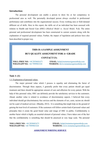 Assignment Sample: Personal and Professional Development | PDF
