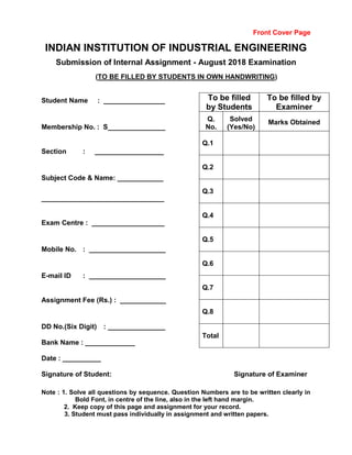 IIIE Assignment section B 2018_August | PDF