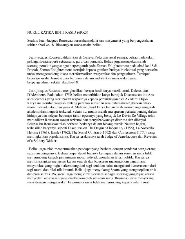 Usaha Usaha Jean Jacques Rousseau Melahirkan Masyarakat Yang Berpenge
