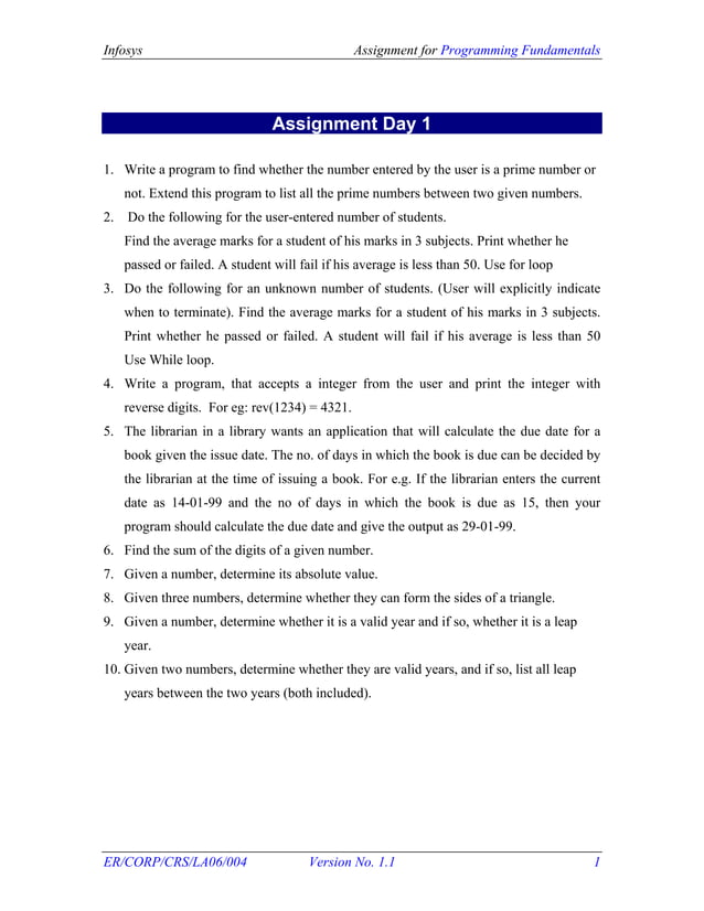 Assignments Programming Fundamentals | PPT