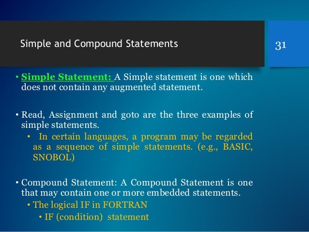 compiler programming language assignments and statements simple statement