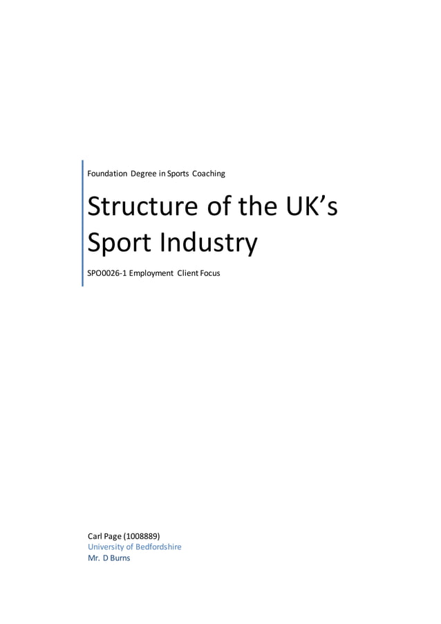 Structure of the UK’s Sport Industry