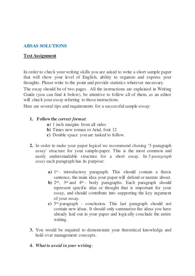 Assignment writing skills test
