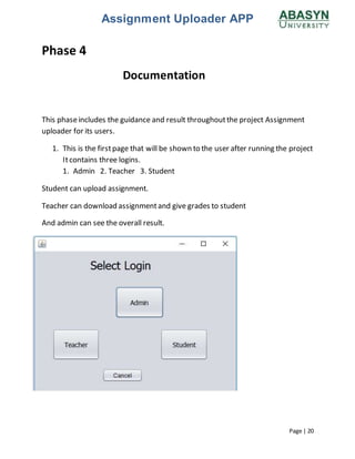 Assignment uploader app full report java | DOCX