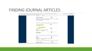 FINDING JOURNAL ARTICLES
 