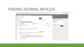 FINDING JOURNAL ARTICLES
 