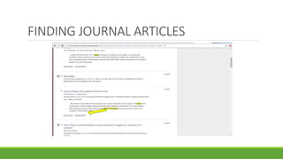 FINDING JOURNAL ARTICLES
 