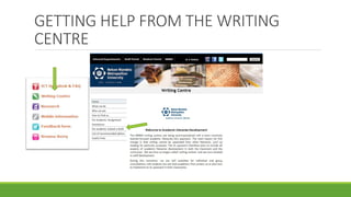 GETTING HELP FROM THE WRITING
CENTRE
 