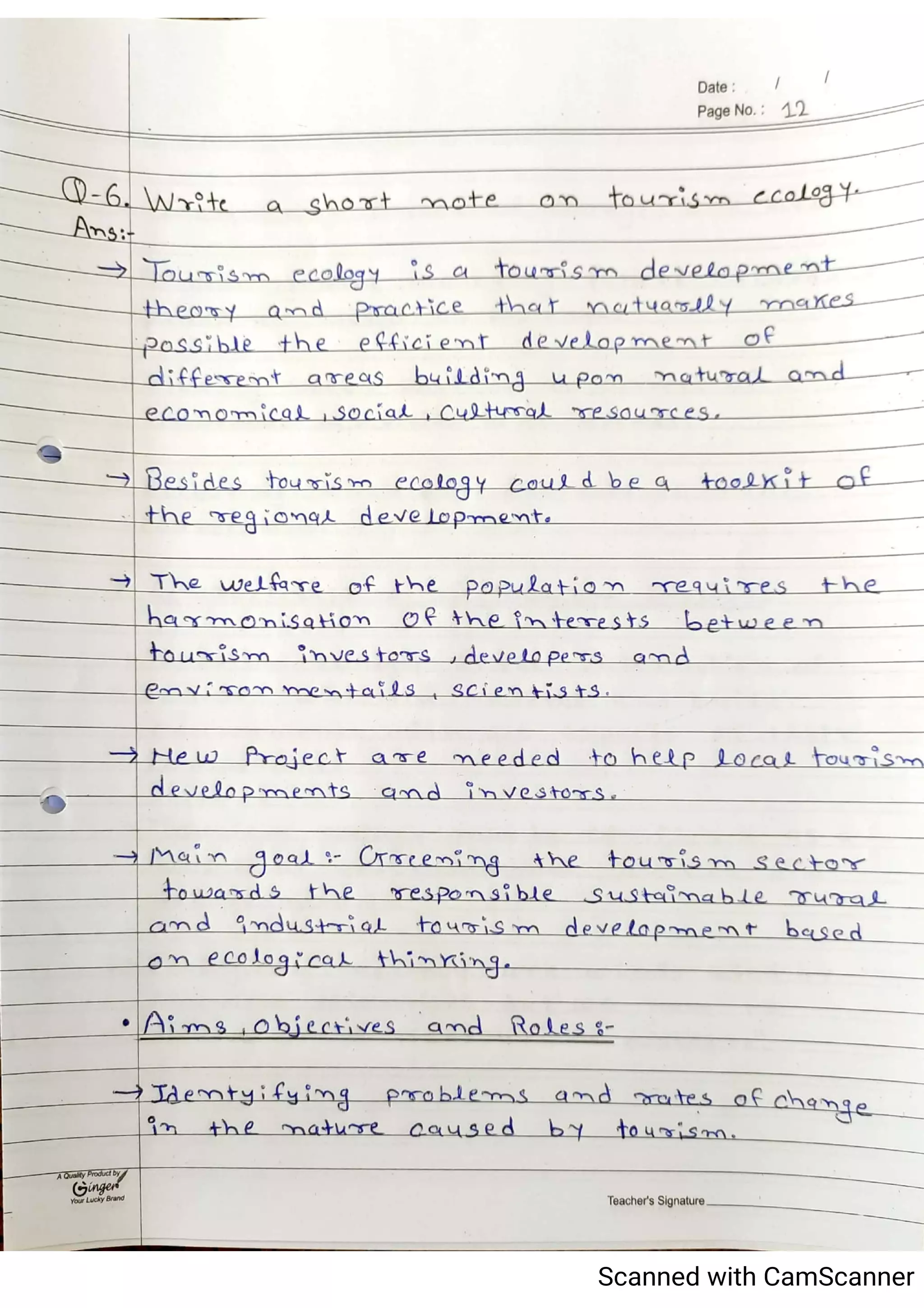 Tourism Planning & Development Notes