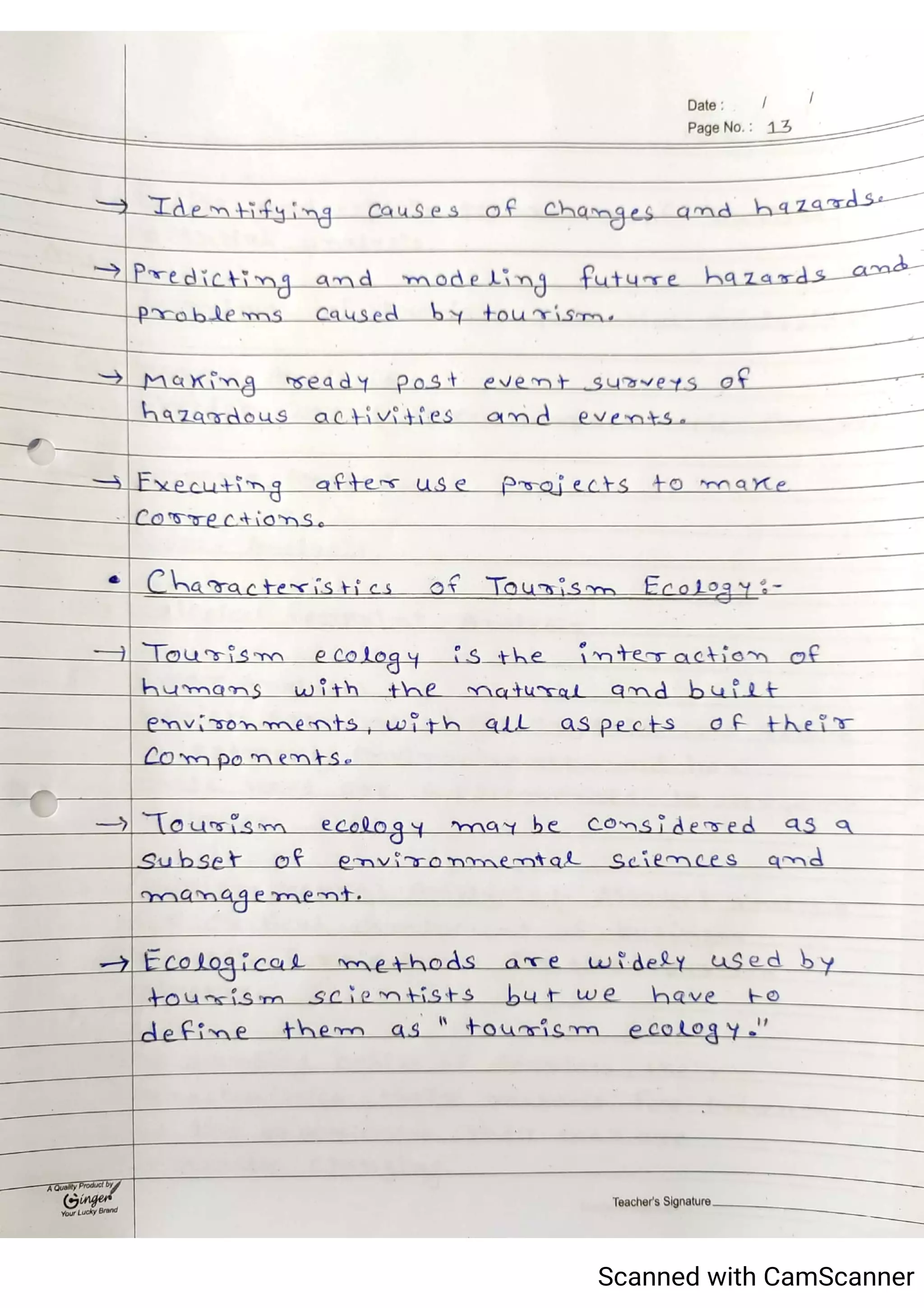 Tourism Planning & Development Notes