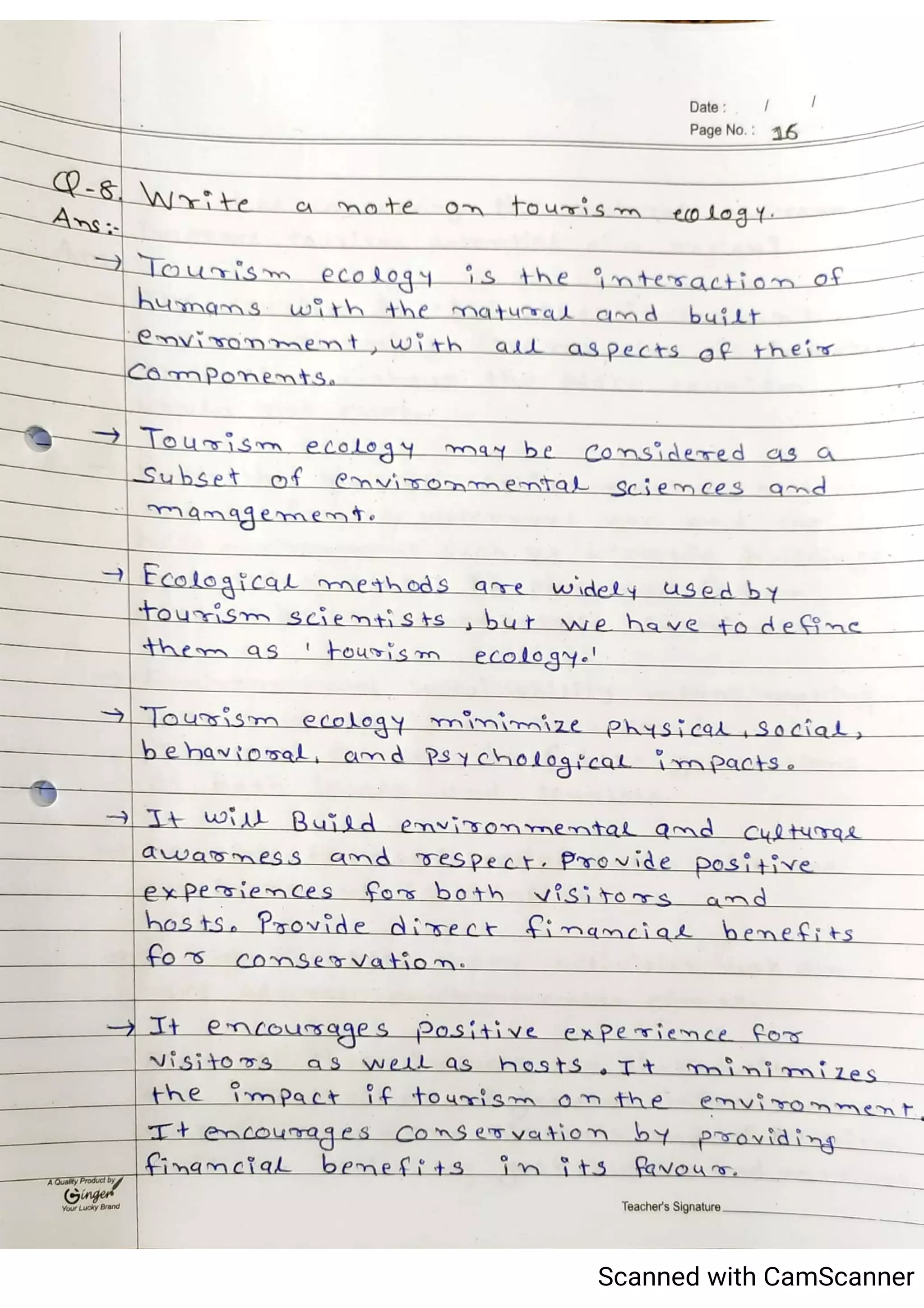 Tourism Planning & Development Notes