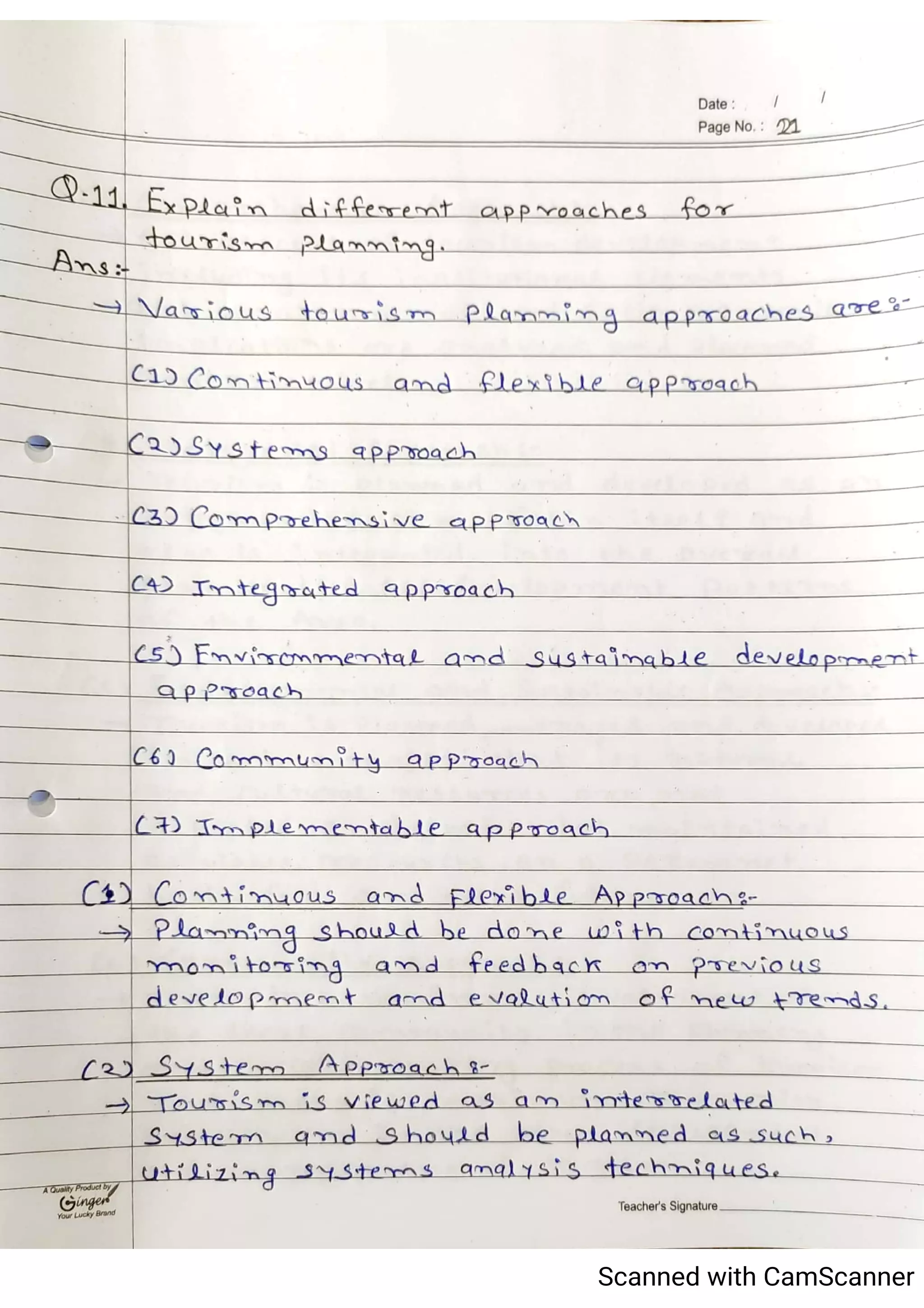 Tourism Planning & Development Notes