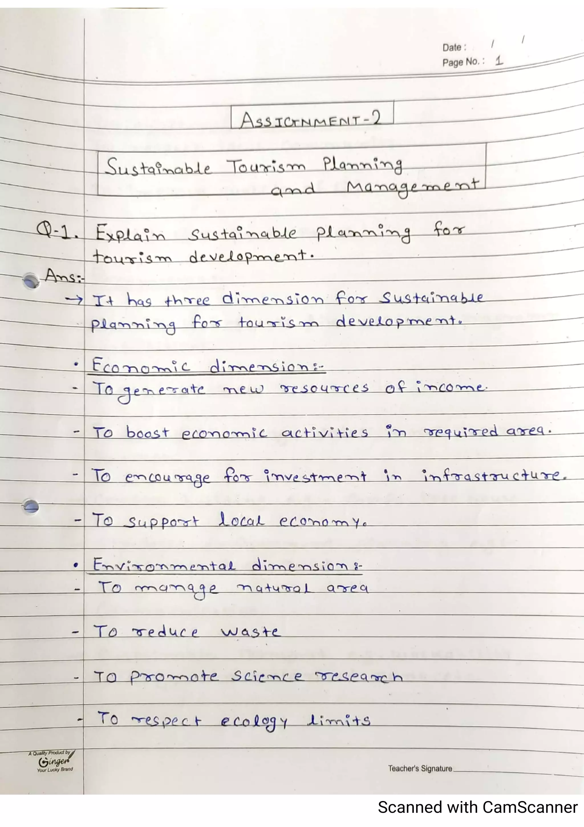 Tourism Planning & Development Notes