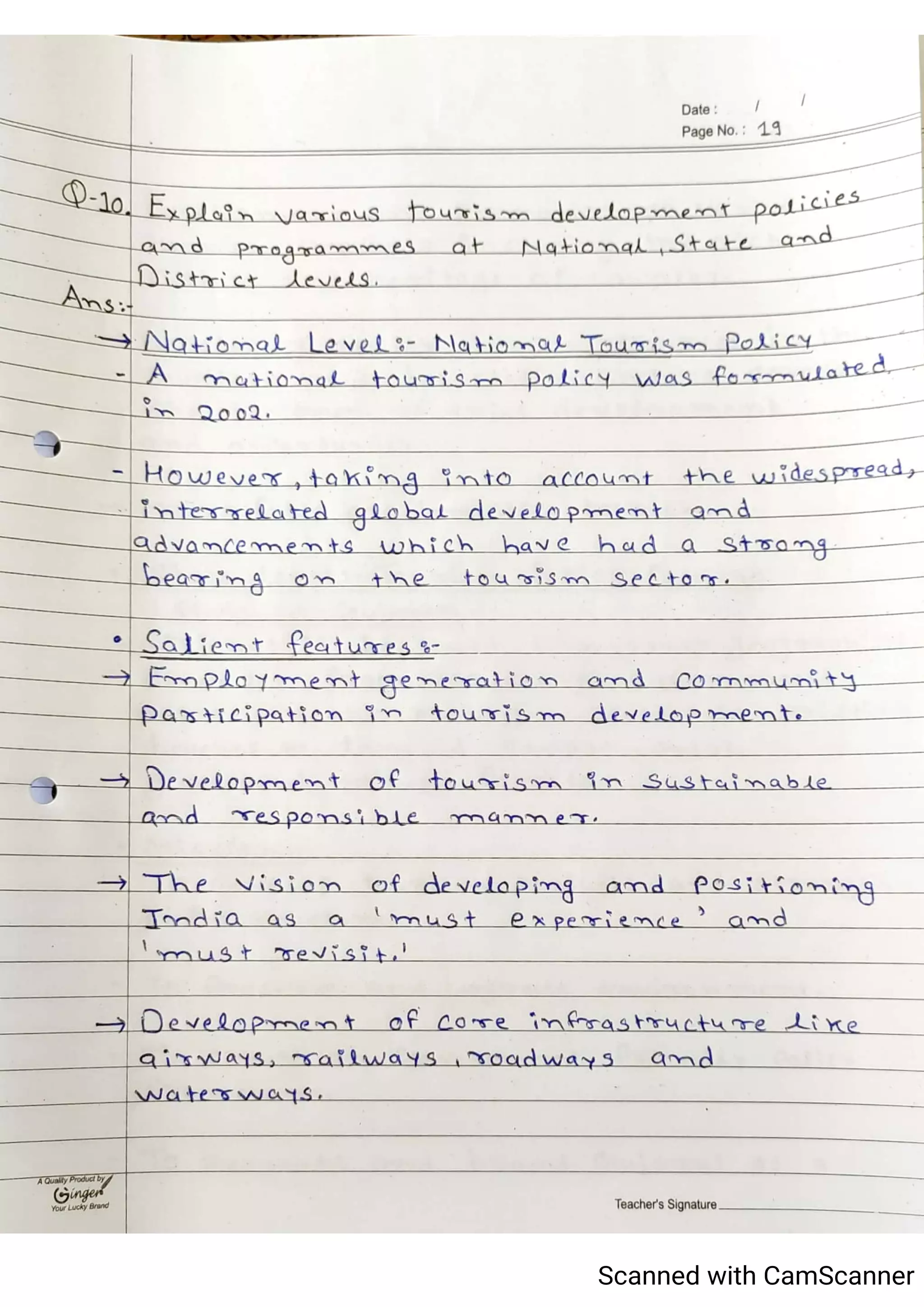 Tourism Planning & Development Notes