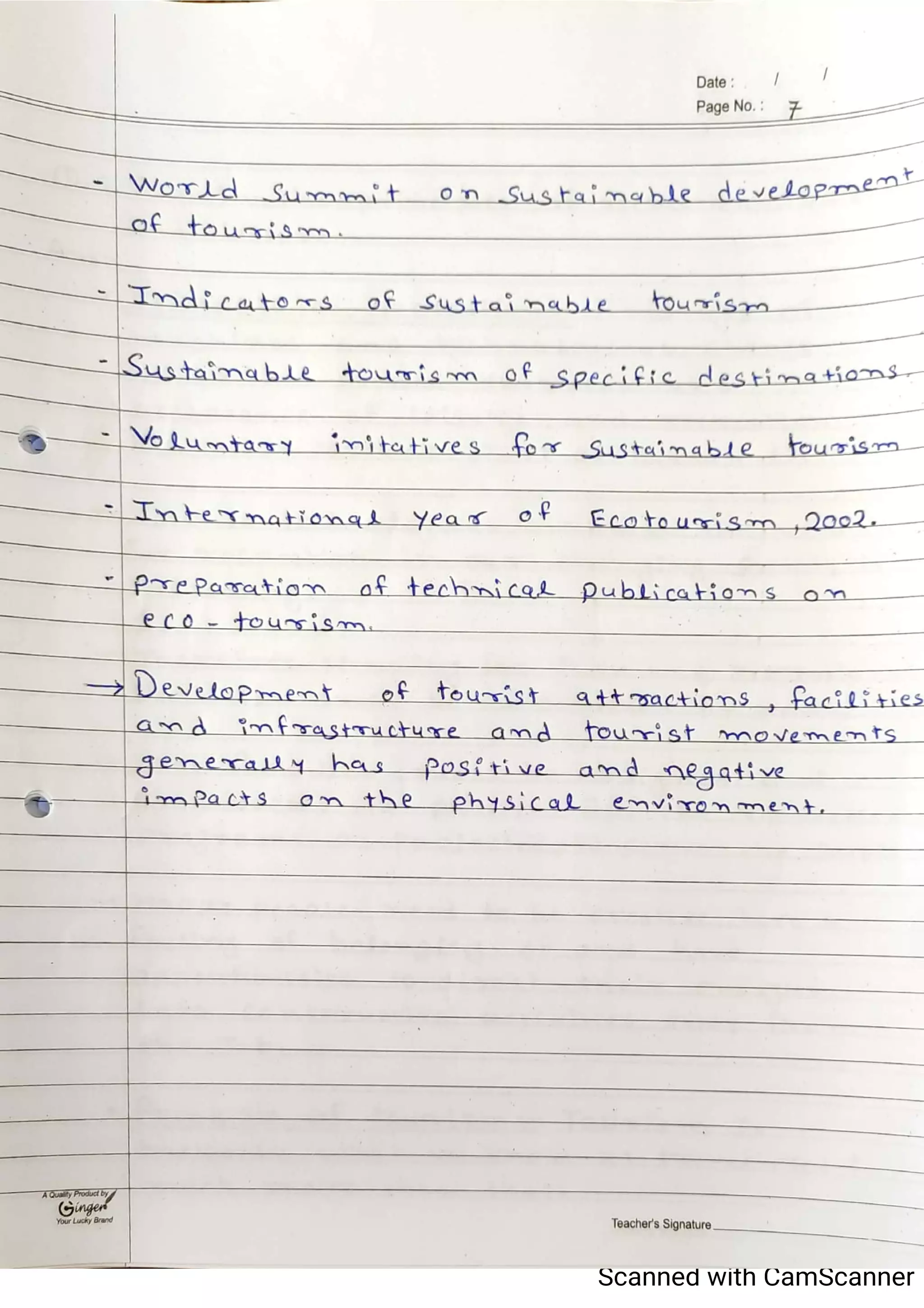 Tourism Planning & Development Notes