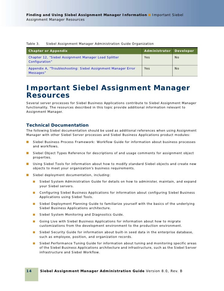 assignment manager siebel bookshelf 7 8 assignment administrator siebel bookshelf 7 8
