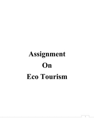 Assignment
    On
Eco Tourism




              1
 