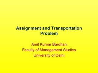 Assignment and Transportation Problem Solving with Hungarian Method | PPT