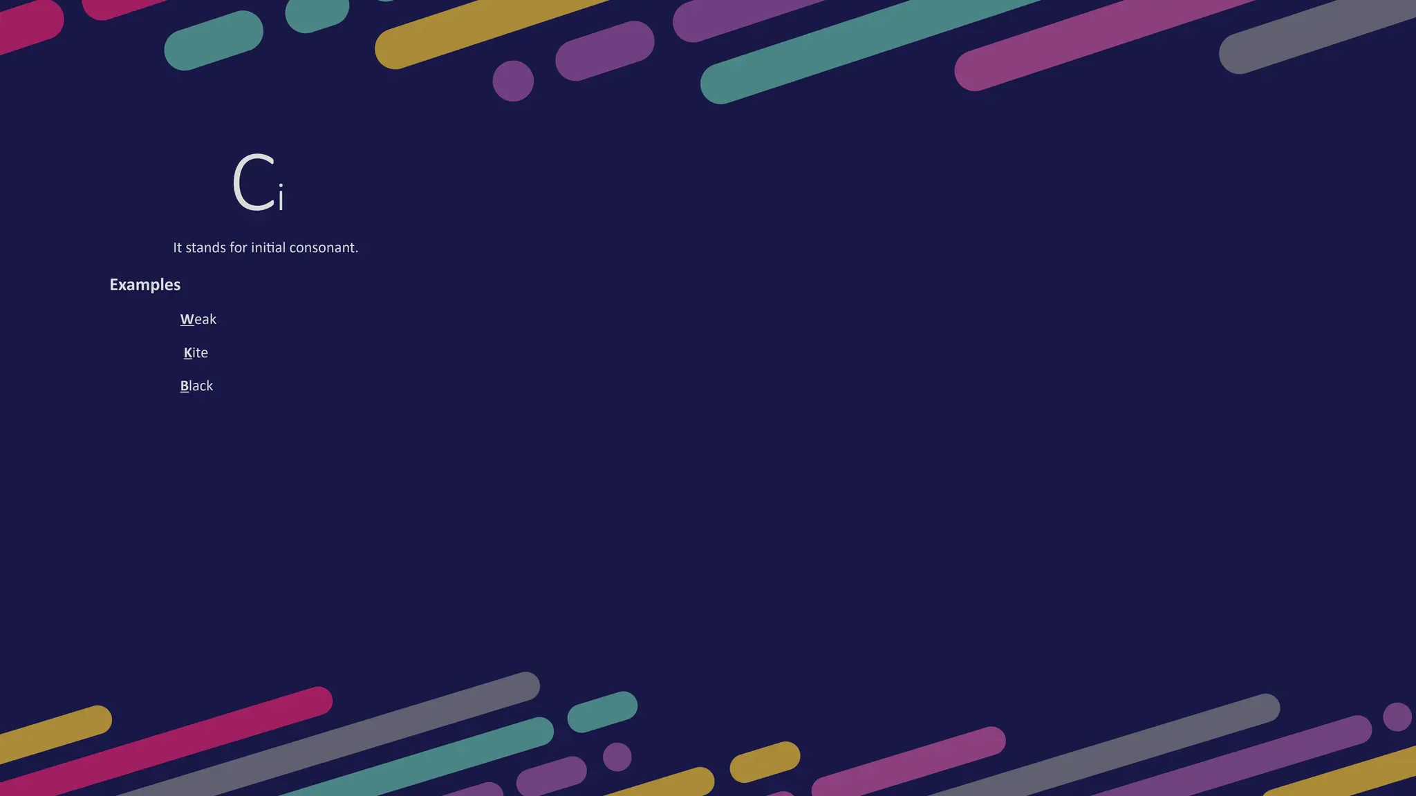 Ci
It stands for initial consonant.
Examples
Weak
Kite
Black
 